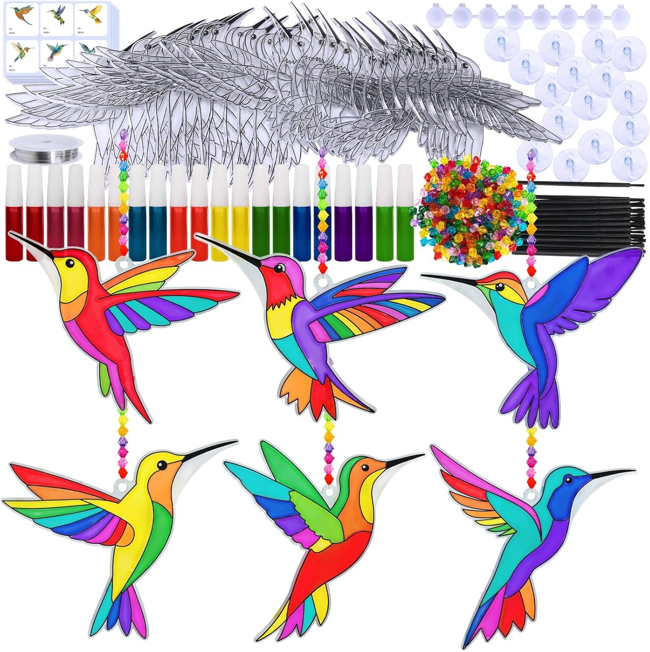 24 Sets Hummingbird Suncatcher Decorations (orange) 3 x 2 x 5 inches